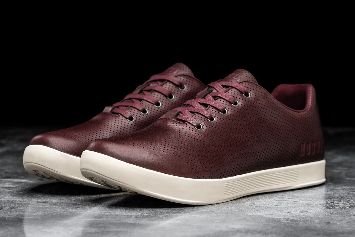 Nobull Leather Men's Trainers Burgundy | Australia (ML6105)